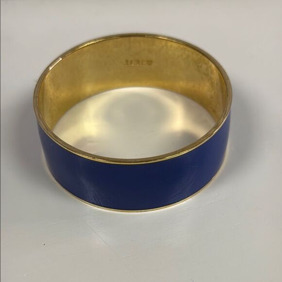 J Crew Blue Gold Thick Bangle Bracelet - Picture 1 of 2